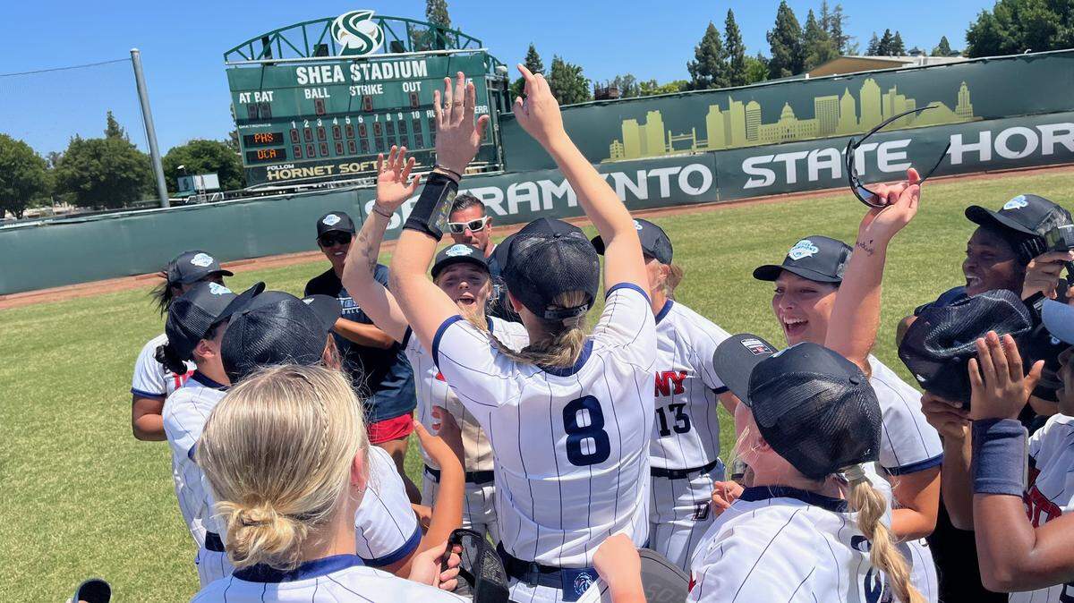 The Destiny Christian Lions celebrate the program’s second CIF Sac-Joaquin Section banner in three seasons with a 4-0 win over Pioneer of Woodland on Saturday at Sacramento State’s Shea Stadium.