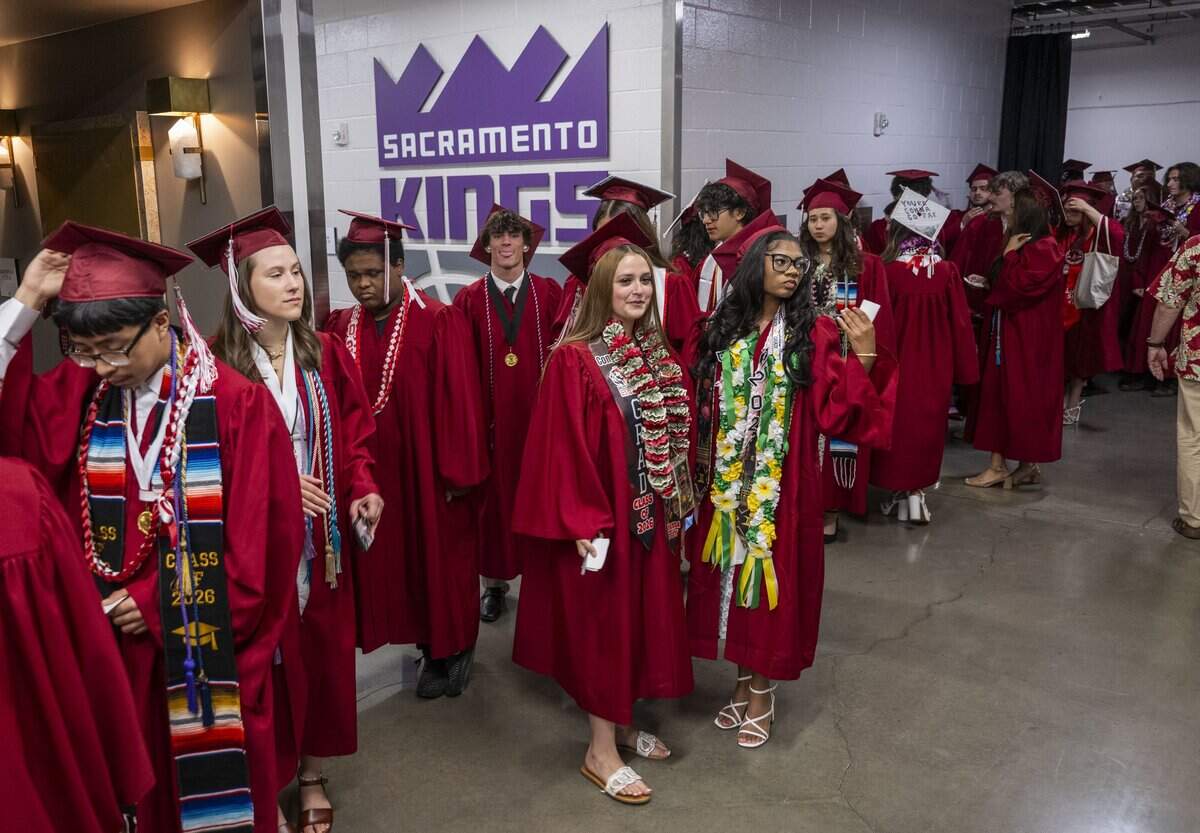 C.K. McClatchy High School students participate in the first graduation ceremony for Sacramento City Unified School District at Golden 1 Center on Monday, June 8, 2026.