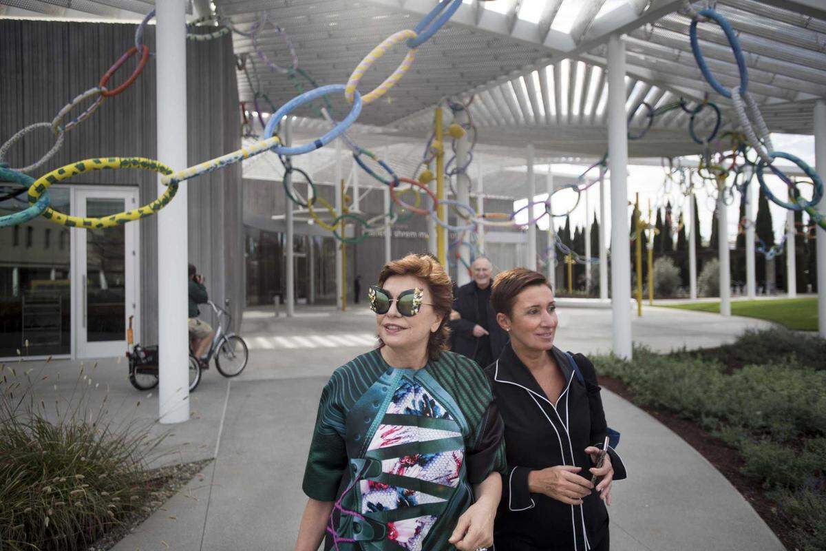Maria Manetti Shrem tours the Grand Canopy at the Jan Shrem and Maria Manetti Shrem Museum of Art during its opening in 2016 with friend Ludovica de Ambrogi in 2016. On Monday, May 6, 2024, Manetti Shrem announced a posthumous donation of $20 million and an annual gift to fund arts education at the Davis university.