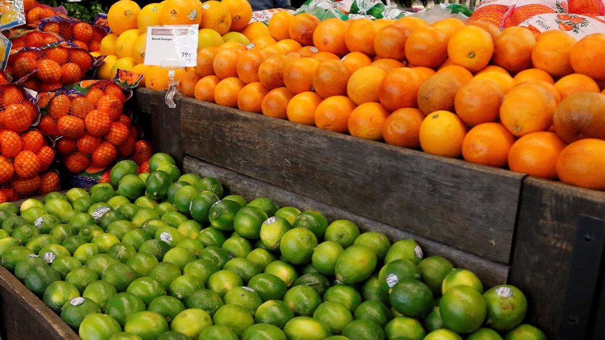 This May 3, 2017, photo shows a display of fruit in a Whole Foods grocery in Upper Saint Clair, Pa. (AP Photo/Gene J. Puskar)