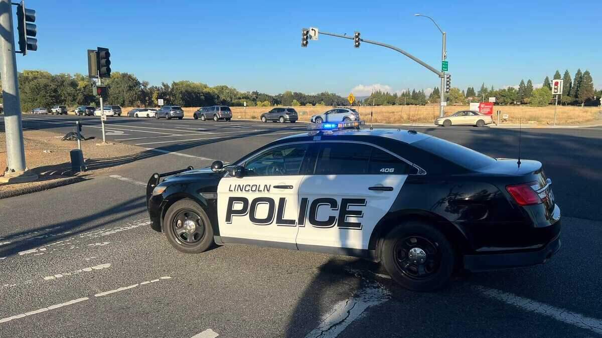 Officers shutdown two streets Monday evening Sept. 26, 2022, after a train struck a vehicle near the intersection of Lincoln Boulevard and Ferrari Ranch Road in Lincoln, California.