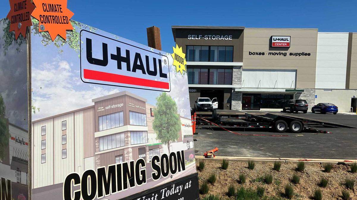 A sign is posted outside the new U-Haul Moving & Storage of Elk Grove, 10261 E. Stockton Blvd., in Elk Grove, on March 24, 2023. A similar facility is set to open in San Luis Obispo in 2025.