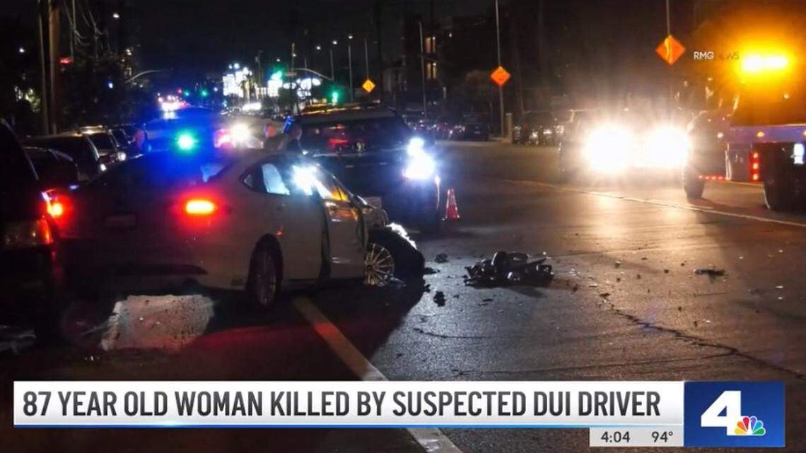 An 87-year-old Sylmar woman died after being hit by an accused drunk driver while exiting a vehicle after church, California cops say.