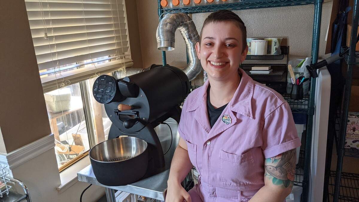 Jess Mill, Weird City co-founder, operates the roastery company from their kitchen space within a two-bedroom apartment in Sacramento county.