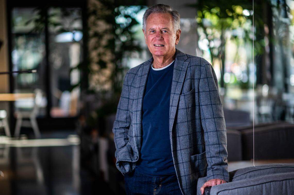 Randy Paragary stands next to a table at Cafe Bernardo in midtown Sacramento on April 5.