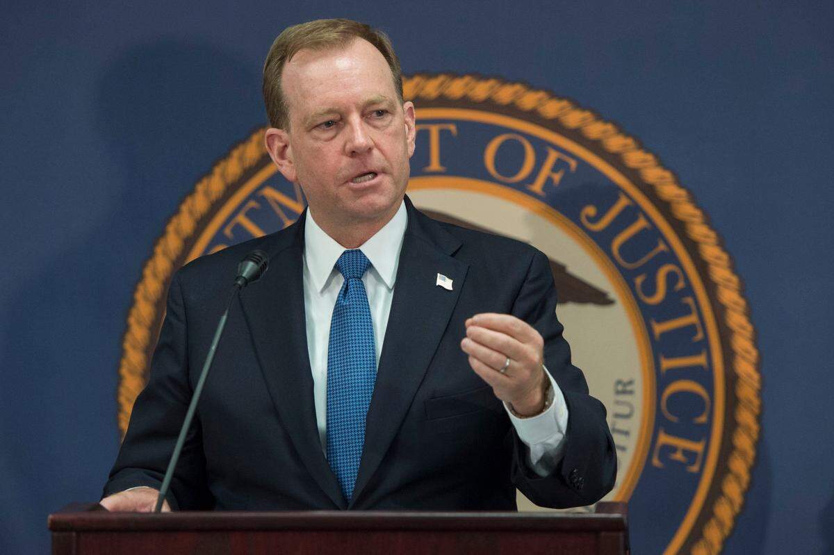 McGregor Scott holds a news conference in 2018 during his time as U.S. Attorney in Sacramento. Scott will represent Dana Williamson, who was charged with 23 counts in connection with a federal corruption probe.