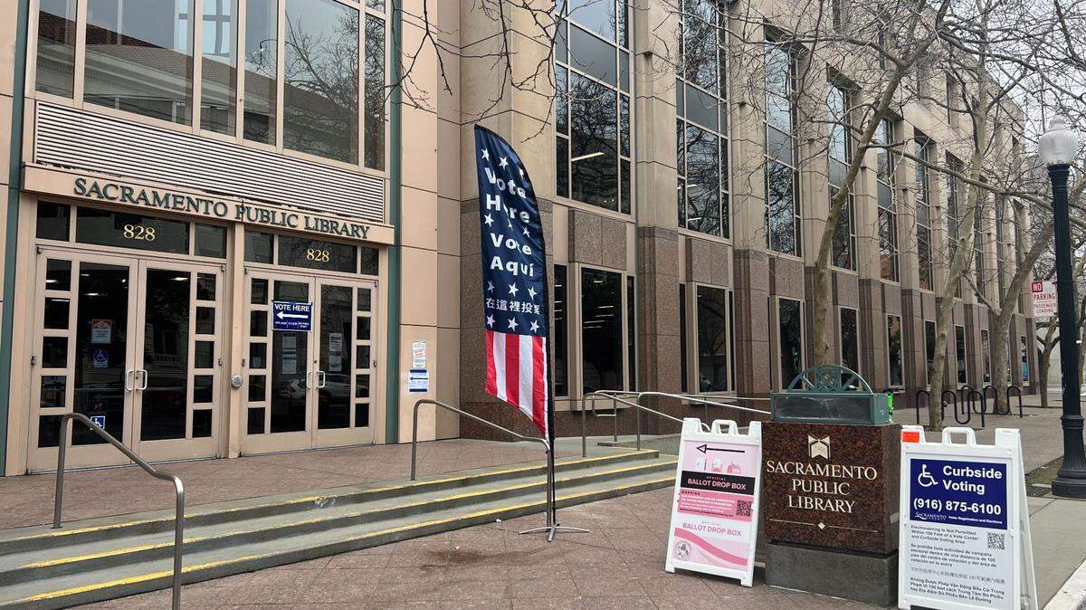 The Sacramento Central Library polling station on Tuesday, March 5, 2024 was quiet during the lunch hour.