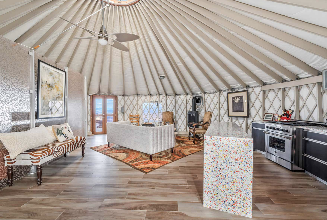 Inside the yurt of the Royal Elk Ranch that is for sale for $14 million.