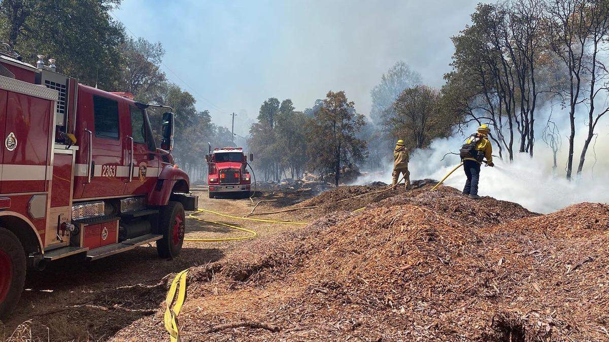 Cal Fire crews responded Saturday, Aug. 27, 2022, to a vegetation fire off Still Road and Wolf Road, northwest of Higgins Corners, in Nevada County.