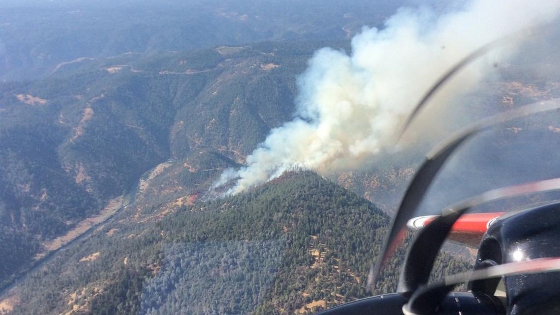 An aerial view of the Nimshew Fire in Magalia on Monday, September 24, 2018.