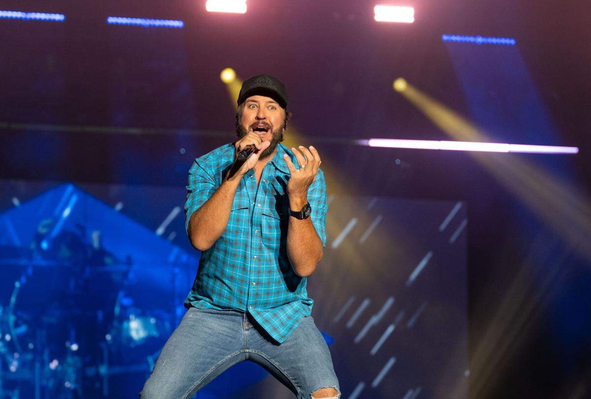 Country music star Luke Bryan closes out the GoldenSky Country Music Festival at Discovery Park in Sacramento on Sunday, Oct. 20, 2024.