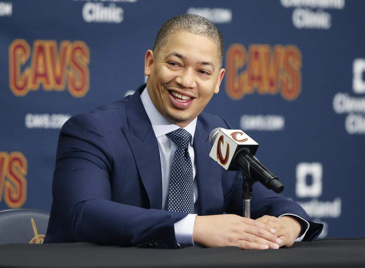 Cleveland Cavaliers head coach Tyronn Lue answers question a question during the NBA basketball team’s media day, Monday, Sept. 24, 2018, in Independence, Ohio. (AP Photo/Ron Schwane)