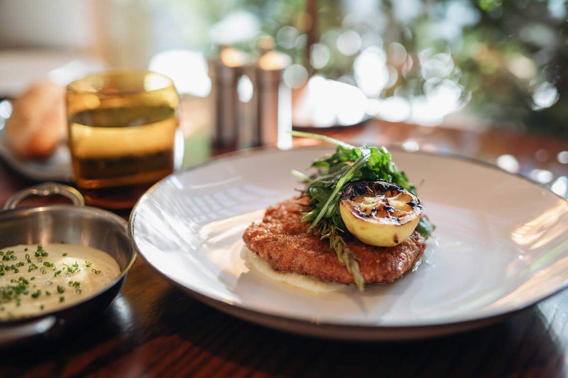 Appellation Lodi's Americana House serves a chicken Cordon Bleu made with Point Reyes Toma cheese and Parisian ham served with pommes aligot.