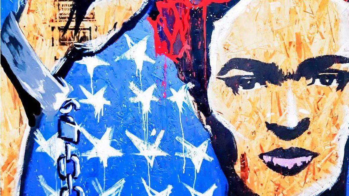 “Freedom” by Raul Mejia. Mejia says it’s a reflection of the constitutional crisis the country is currently in, with reference to the detainment camps.