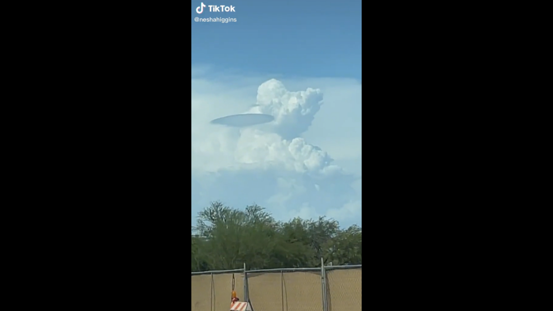 A TikTok video with millions of views of a UFO-shaped cloud had users questioning if it actually was extraterrestrial. The video was taken in Tempe, Arizona, and posted on July 15, 2022.
