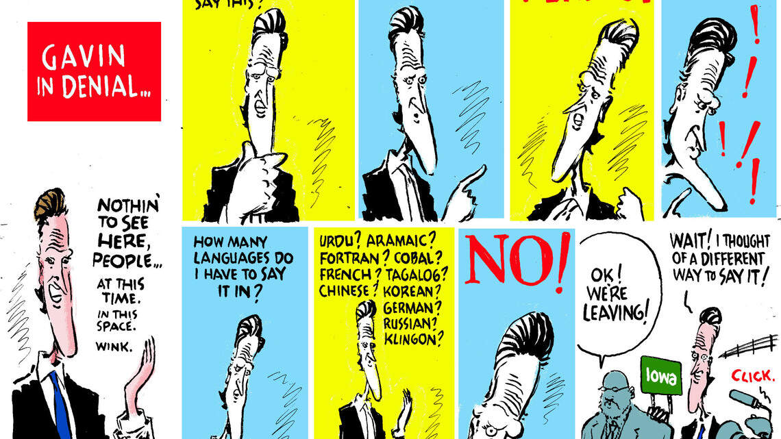 Jack Ohman: Gavin Newsom’s denial