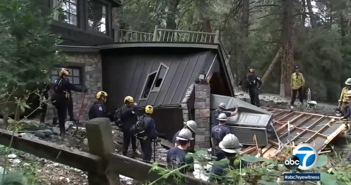 This photo shows where a 62-year-old woman was buried under feet of debris for three days before her body was found in Forest Falls, California, on Sept. 15, 2022. A massive mudslide swept through the community following heavy rain.
