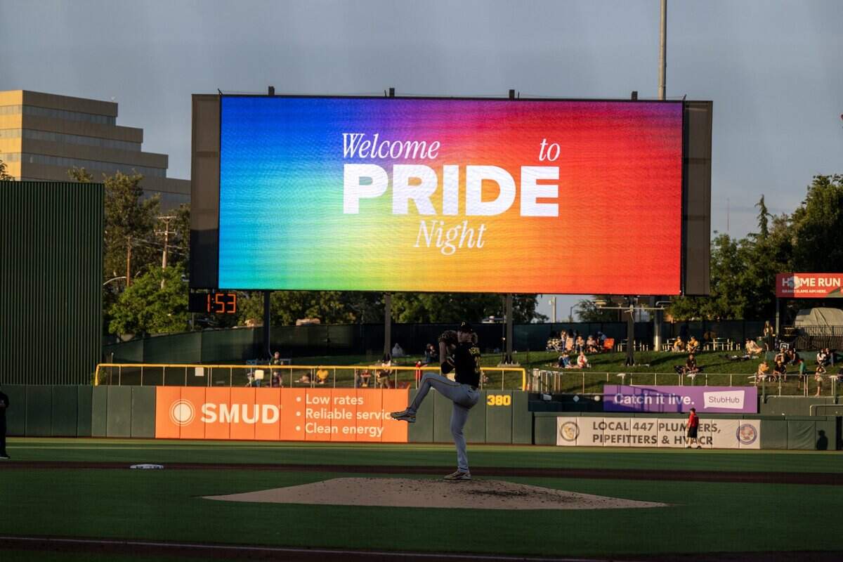 Pittsburgh Pirates pitcher Braxton Ashcraft warms up before the start of the fourth inning as the Athletics celebrated Pride Night at Sutter Health Park on Wednesday in West Sacramento.