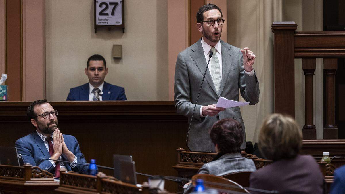 State Sen. Scott Wiener, D-San Francisco, asks for support for one of his bills on Tuesday, Jan. 27, 2026. Wiener is one of the authors of a proposal to put a $23 billion bond on the November ballot, which would help fund scientific research in California.