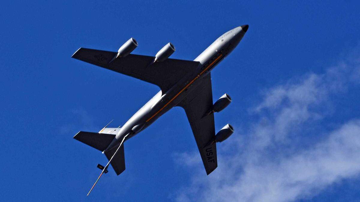 An Air Force KC-135 Stratotanker flies over an airshow in November 2024 near Harrisburg, Pa. A joint exercise with airmen from the U.S., Great Britain, Australia and Canada are taking place at several California airfields, including McClellan Airport near North Highlands.