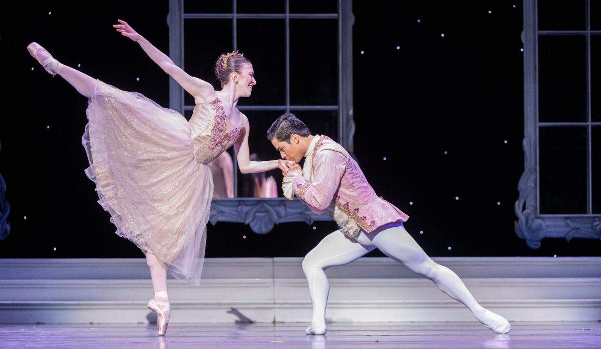 As Cinderella, Michelle Katcher is kissed by Prince Charming (Victor Maguad) when they meet at the ball during a Sacramento Ballet dress rehearsal of Cinderella on Thursday at the SAFE Credit Union Performing Arts Center.
