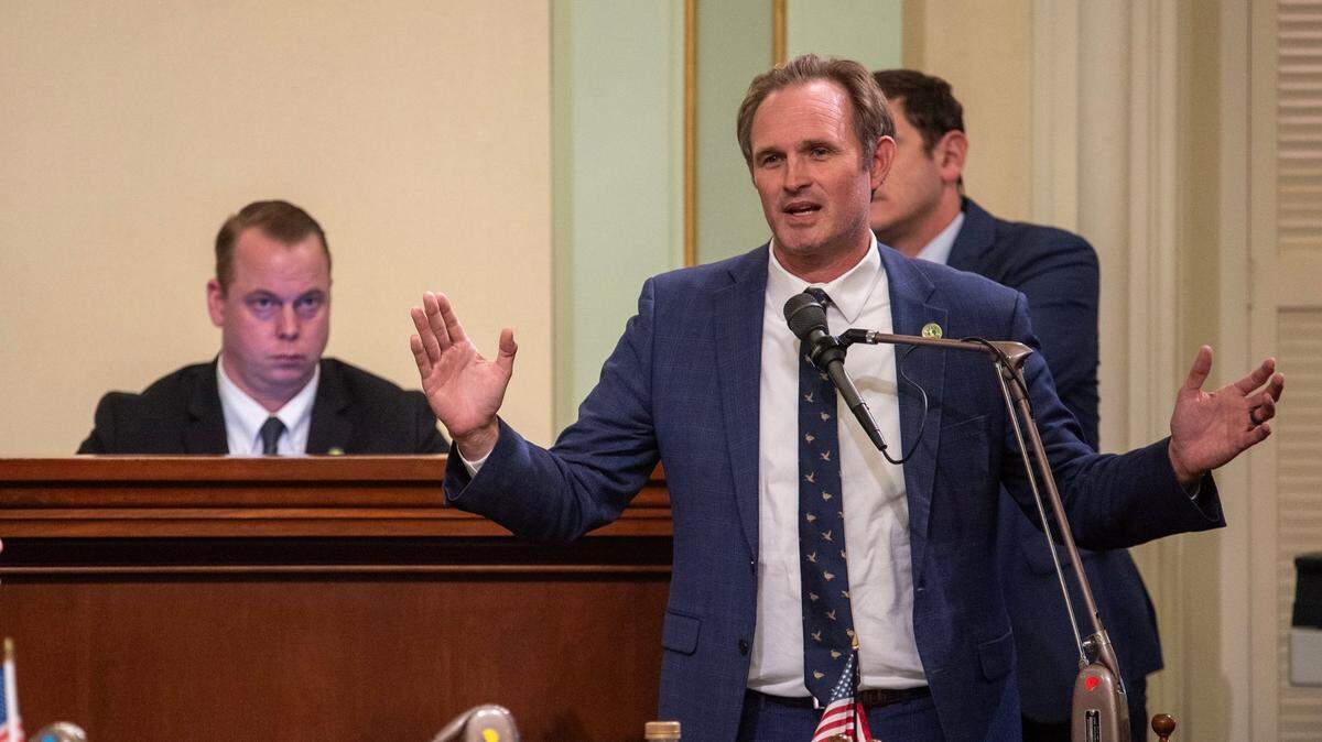 Assembly Republican Leader James Gallagher, R-Nicolaus, argues against ABx2-1 during the special session on Tuesday, Oct. 1, 2024.