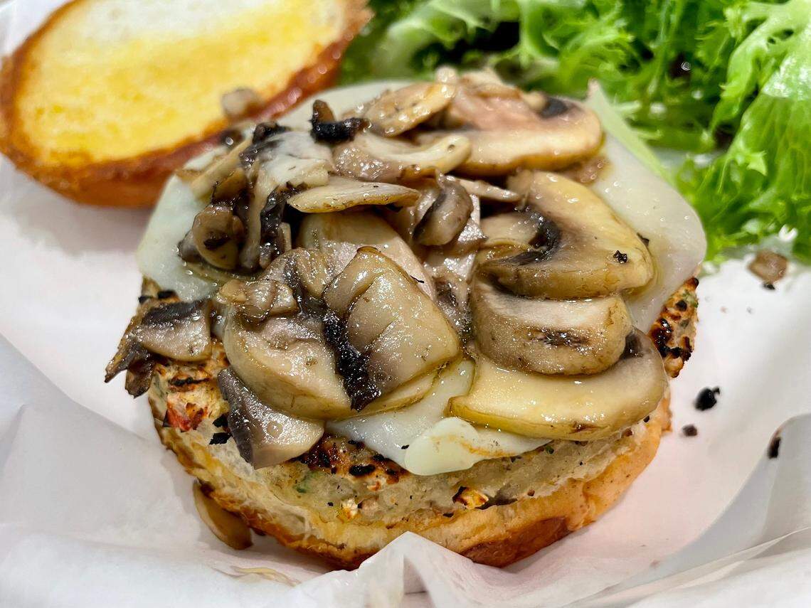 Monsoon Burger’s meatless options include a vegetarian mushroom burger.