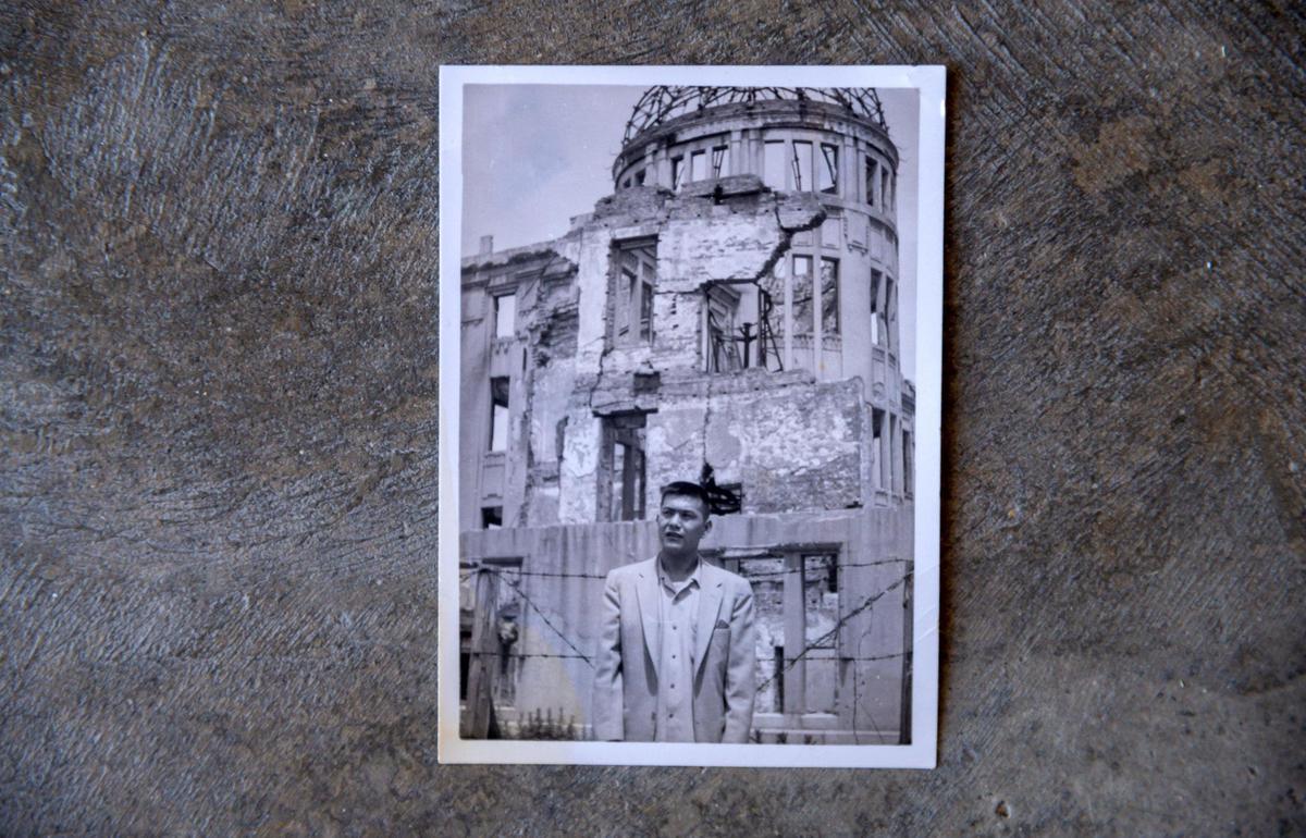 Hiroshima survivor Alfred Dote, 92, was a 17-year-old American citizen living in Japan when an atomic bomb was dropped. A family photograph shows him in front of the Sangyo-Shorei-Kan (Trade Promotion Hall) in Hiroshima around 1948 after he was drafted into the U.S. Army. He now lives in Sacramento’s Greenhaven area.