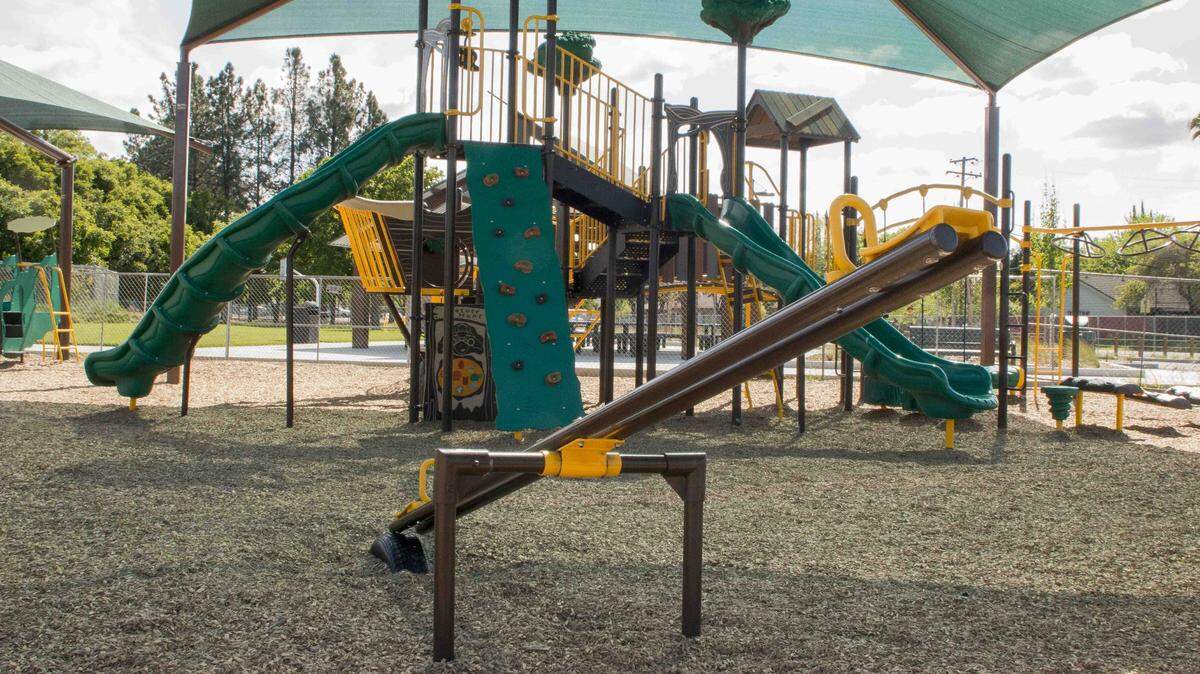 The Tom Sawyer themed playground is a result of a partnership between Disney, KaBOOM!, the Yolo County Children’s Alliance, and the City of West Sacramento. the playground is located at Bryte Park.