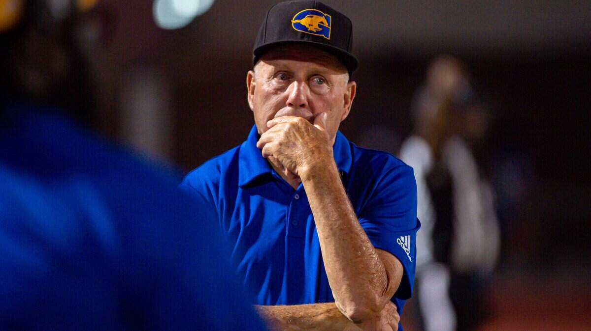 Grant High School Pacers head coach Mike Alberghini, during the first half as the Davis High School Blue Devils host the Grant High School Pacers, Friday Aug 23, 2019.