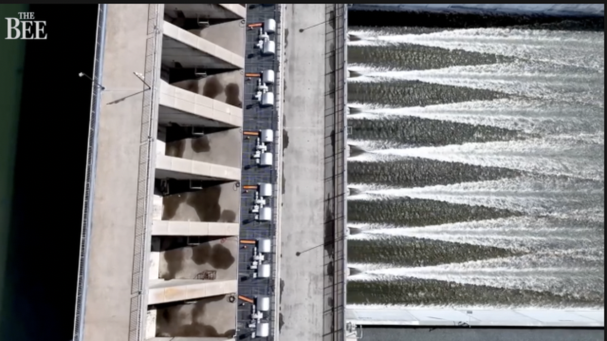 Water released at Oroville Dam on March 10, 2023.