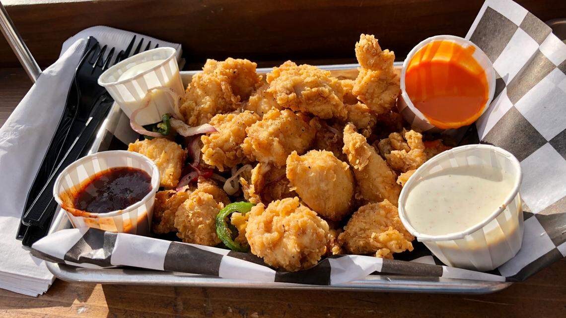 Solid Ground Brewing’s ugly nugz come with a choice of buffalo, bleu cheese or sweet chipotle dipping sauces.