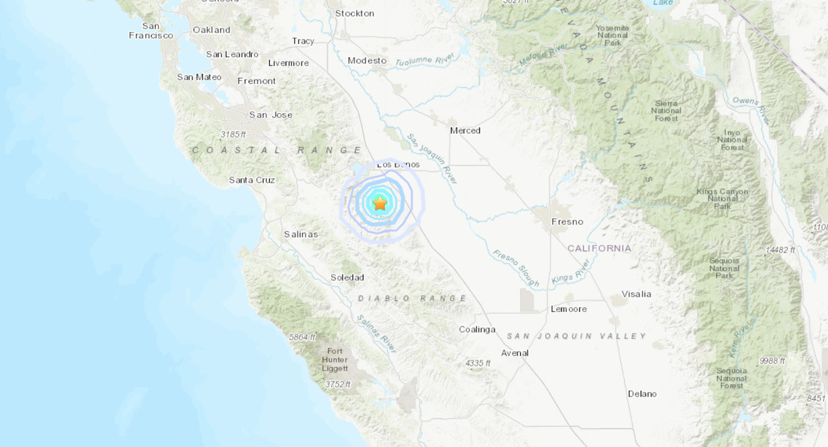 A 3.7 magnitude earthquake rattled near Los Banos, California early Monday morning, the USGS says.