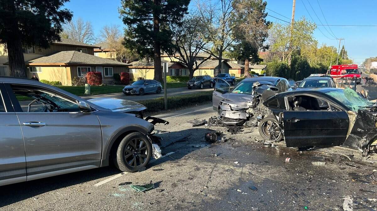 Two people were seriously injured in a crash involving four vehicles Thursday morning, April 6, 2023, on Garfield Avenue near Hackberry Lane in Sacramento County’s Carmichael area. Two others had minor injuries, authorities said.