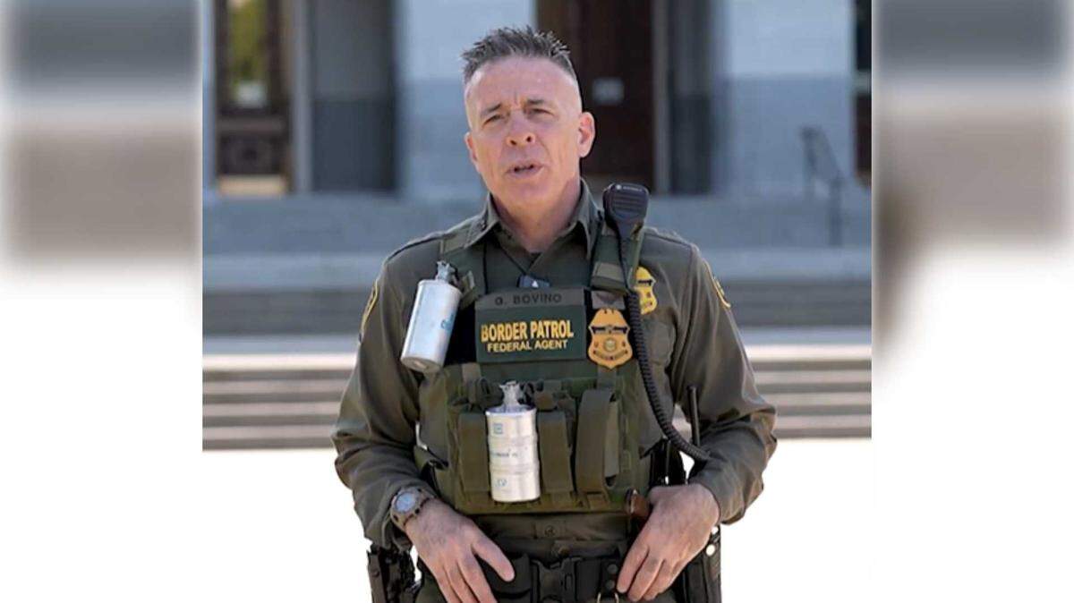 Gregory K. Bovino, chief patrol agent for the U.S. Border Patrol’s El Centro sector, appears in a video posted July 17, 2025, referencing enforcement activity in Sacramento.