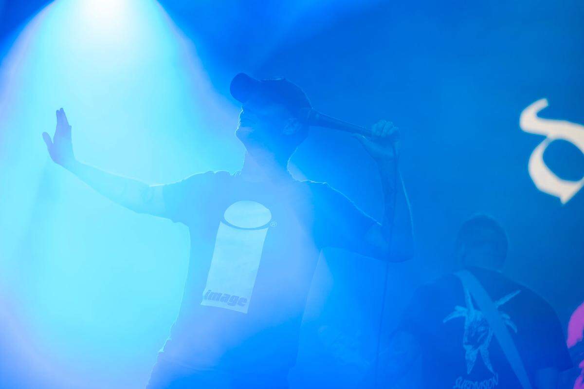 Drug Church vocalist Patrick Kindlon performs on the first day of the Aftershock festival on Thursday at Discovery Park.