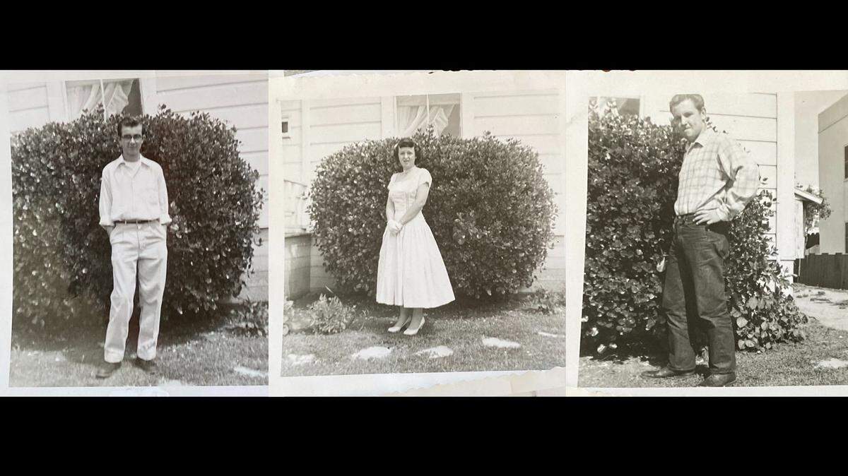 Bunny Stevens, middle, and her brothers, Pete, left, and Buzz, right.