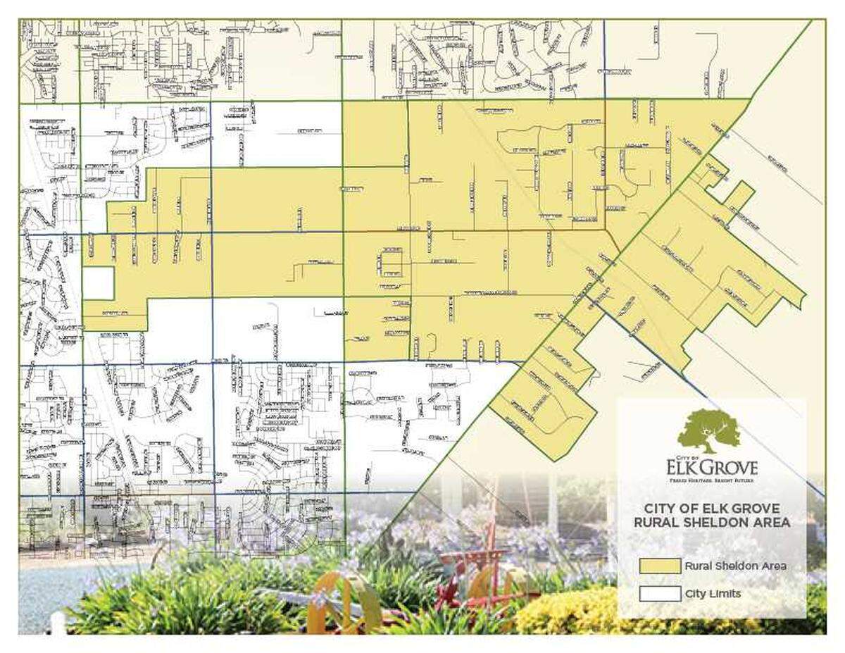 A map shows the areas of Elk Grove that are designated as rural. The proposed Summer Villas development is located in rural Elk Grove, southeast of the Sheldon Road and Waterman Road intersection.