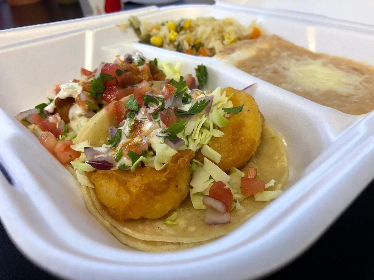Zecky’s Fish Tacos’ specializes in Baja-style seafood like these shrimp tacos.