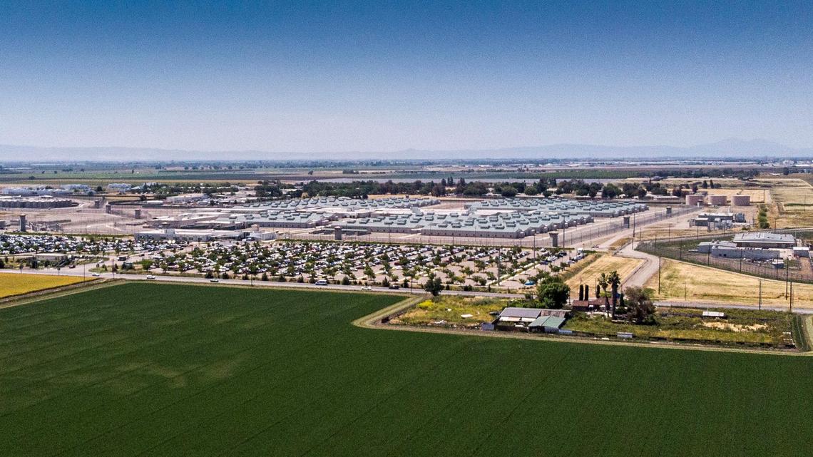 The California Health Care Facility, a prison hospital in south Stockton, houses about 2,600 inmates. Aerial photograph by drone on Thursday, May 2, 2019. A patient at the prison died from Legionnaires’ disease in 2018, and the inmates at the facility and two nearby youth correctional centers remain on bottled water while the water system is treated.