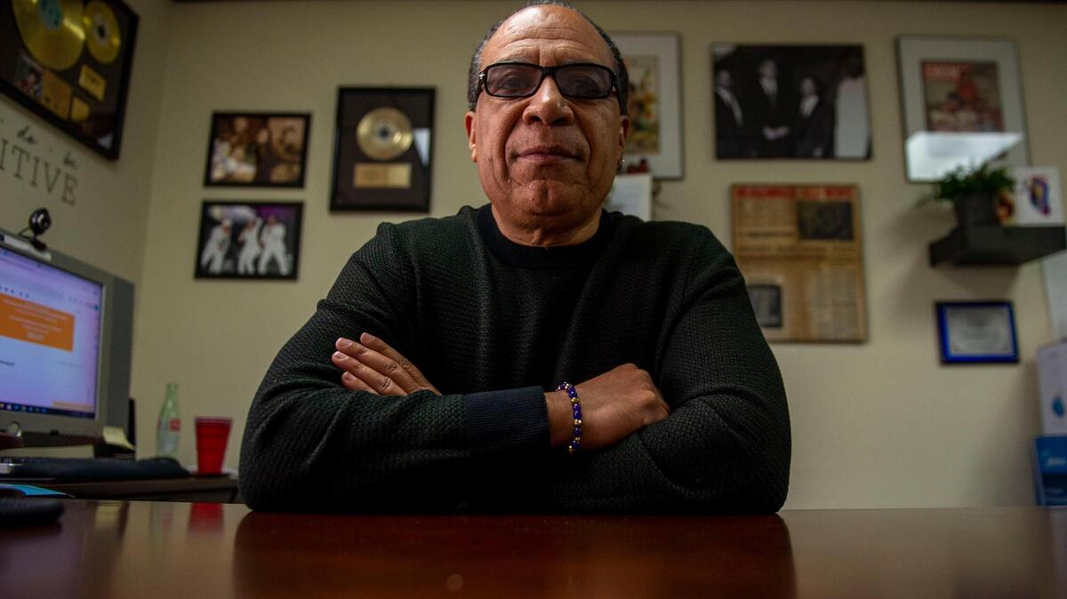 KDEE (97.5 FM) on-air personality Jay King sits in his office at the station on Friday, Jan. 29, 2021. King, who joined KDEE in 2015, is now the president and CEO of the California Black Chamber of Commerce, which operates the station.