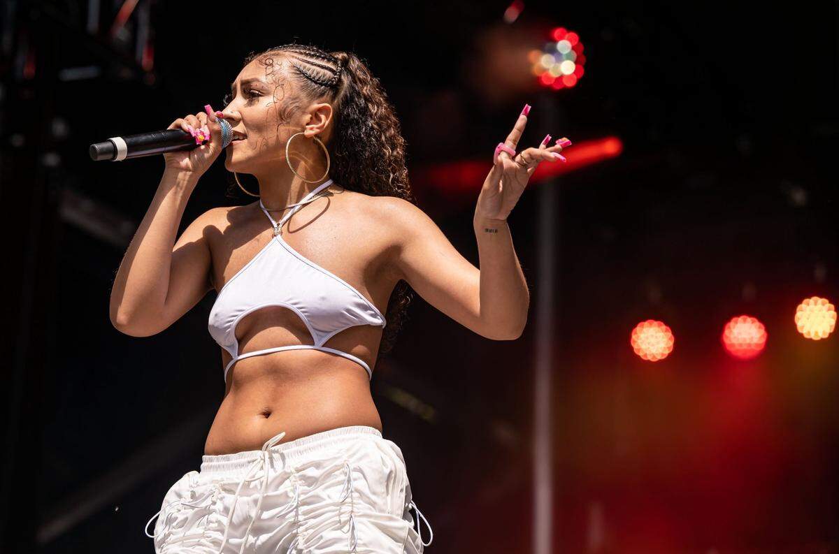 Sacramento region native Yelly, who grew up as Danielle Scales in Lincoln Village, performs on the first day of the Sol Blume music festival on Saturday at Discovery Park in Sacramento. She said as a high schooler, she dreamed of performing at Sol Blume some day. The Sacramento event featuring two days of R&B, soul, and hip-hop music acts is back to an annual schedule after a three-year hiatus.