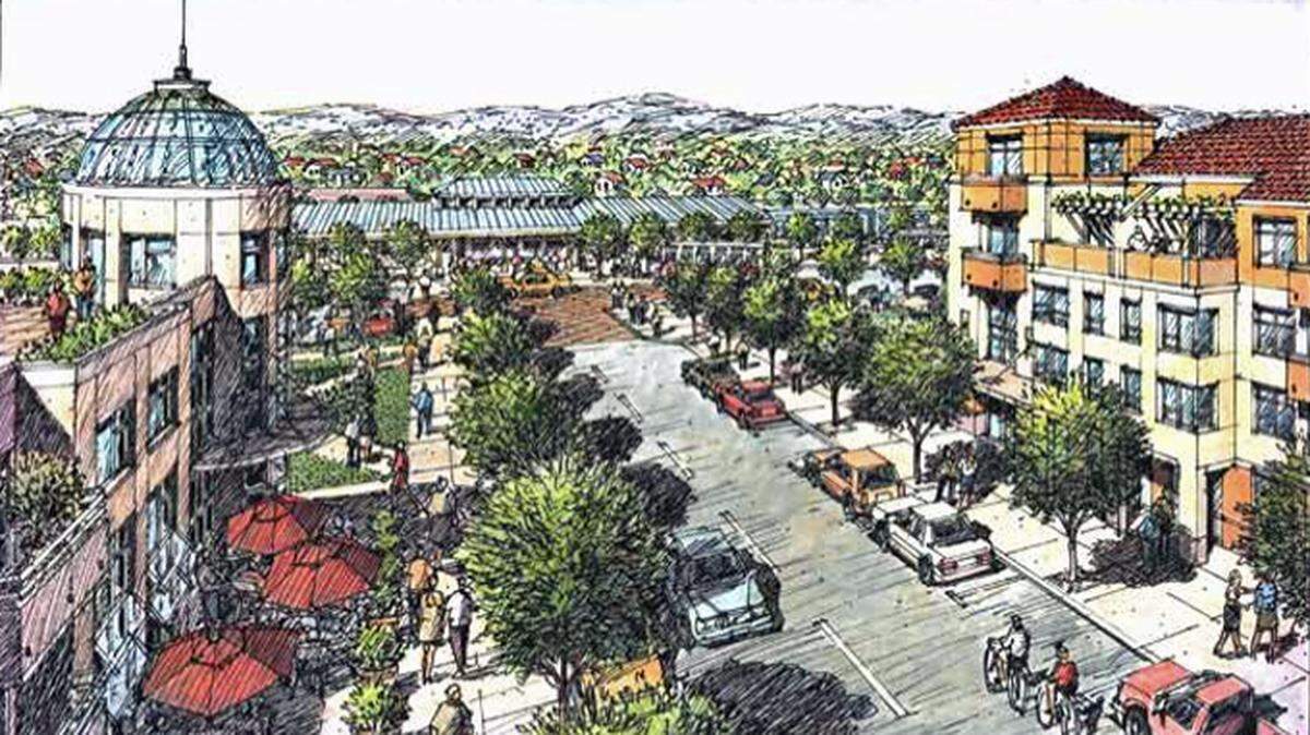 An artistic rendering of Sutter Pointe imagines a new city on the border between Sacramento and Sutter counties.
