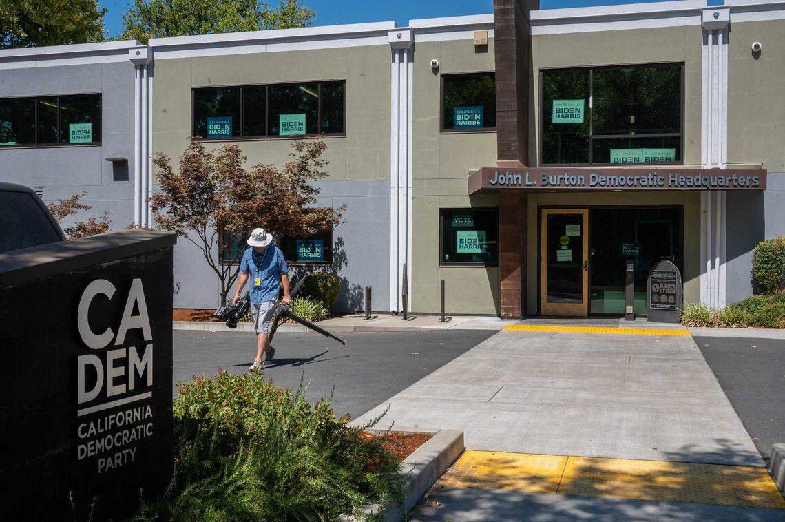 The John L. Burton Democratic Headquarters building in July 2021 in Sacramento, after two Bay Area men were indicted on charges of plotting to blow up the building because of their belief that Donald Trump won the 2020 election. The men were sentenced Wednesday as part of plea deals in a San Francisco court.