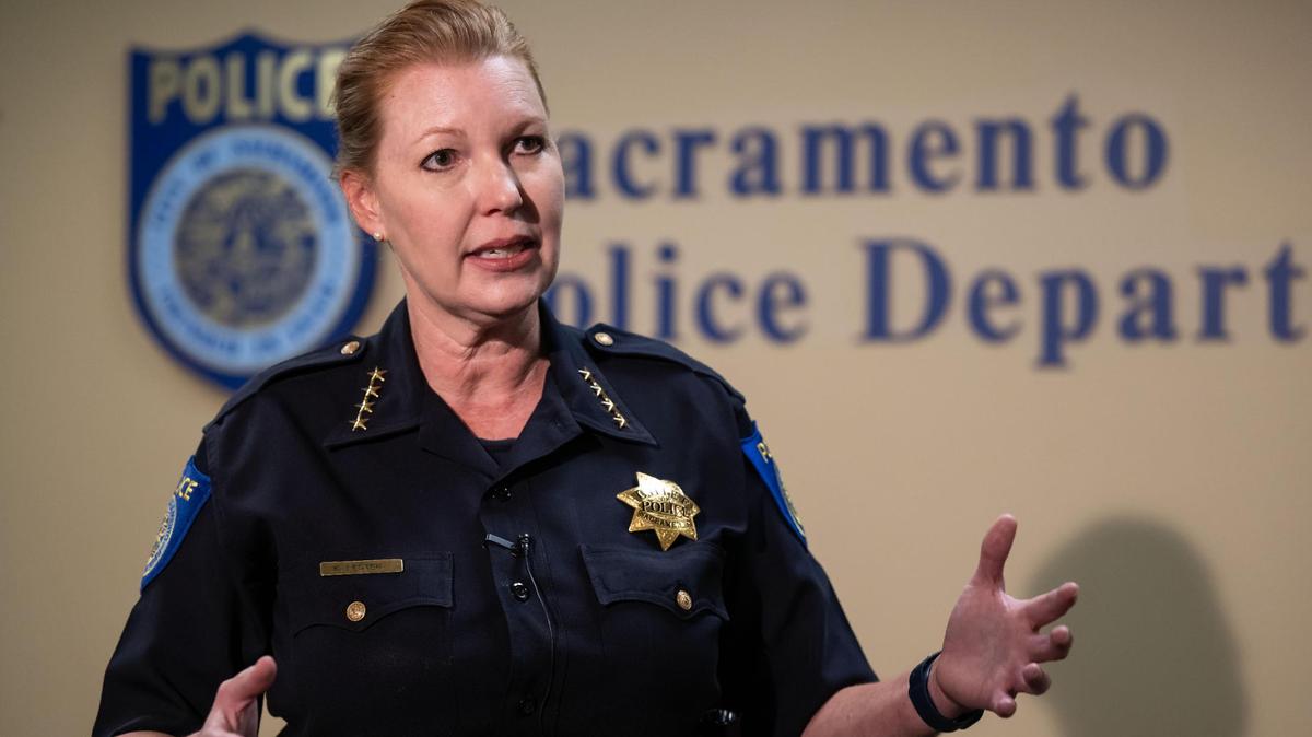 Sacramento Police Department Chief Katherine Lester speaks with The Bee on Tuesday, Sept. 27, 2022, following a recent surge in fatal Sacramento shootings.