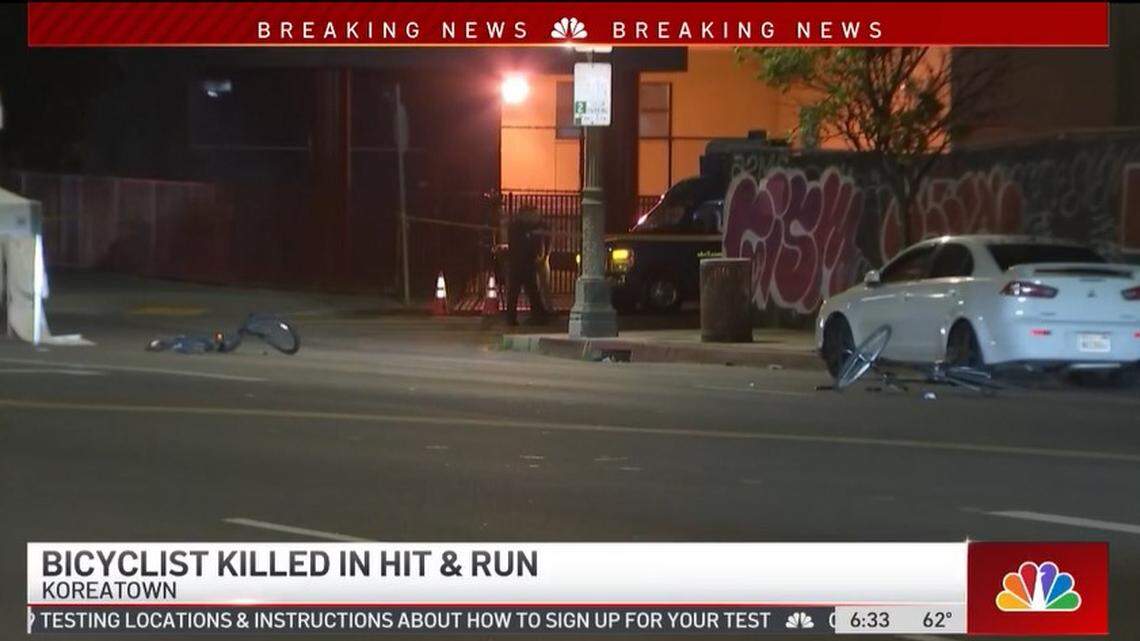 Someone fleeing in a stolen pickup truck hit two brothers bicycling to work in Koreatown in Los Angeles, killing one, California police said.