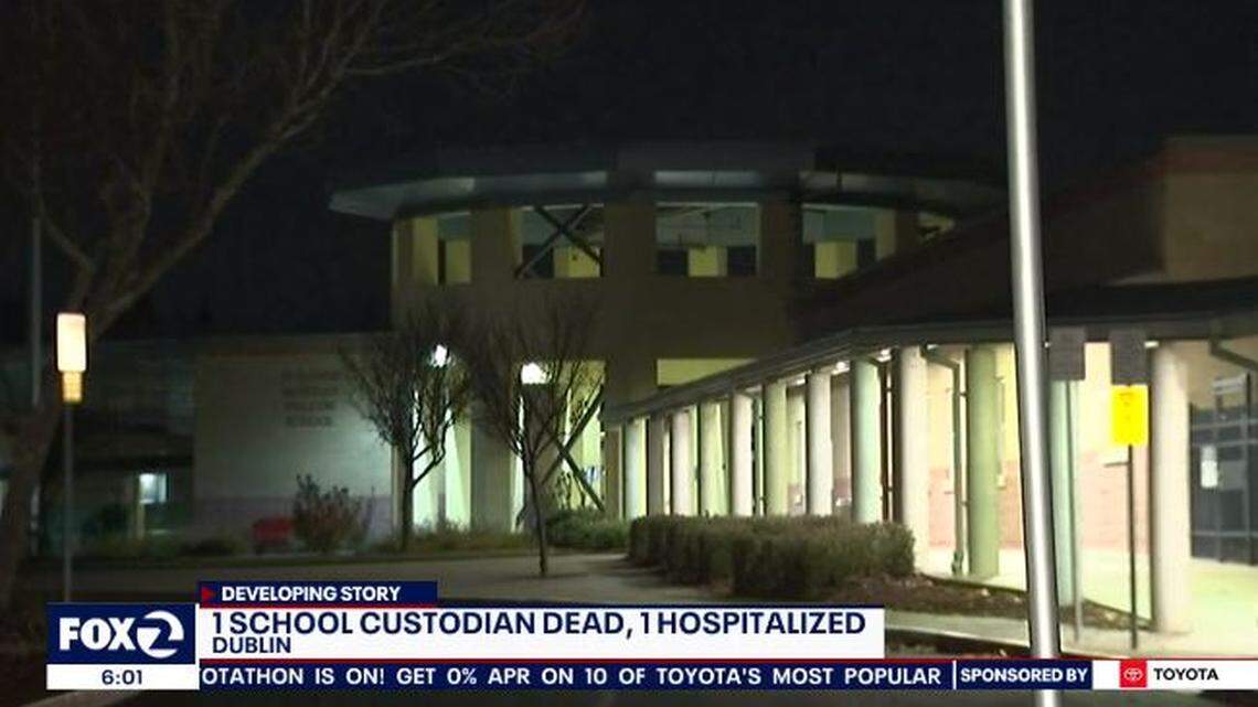 Police in Dublin, California, found two custodians incapacitated in a school library after they had gone missing. One died.