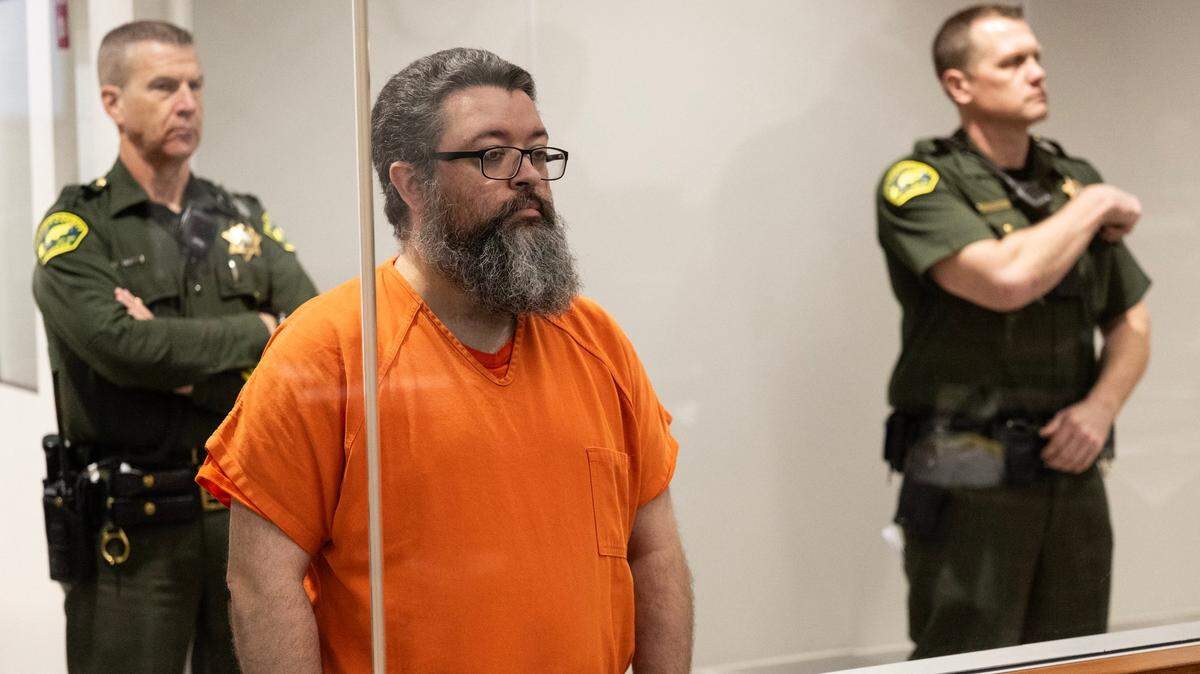 Cory Albert Blakley appears at his February 2024 arraignment in Placer Superior Court in Roseville. On Friday, he pleaded guilty to second-degree murder in the death of his adopted 9-year-old son.


