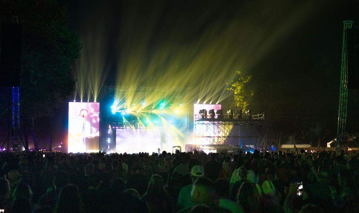 The Jack Daniels Stage glows during the GoldenSky Country Music Festival at Discovery Park in Sacramento on Sunday, Oct. 20, 2024. 