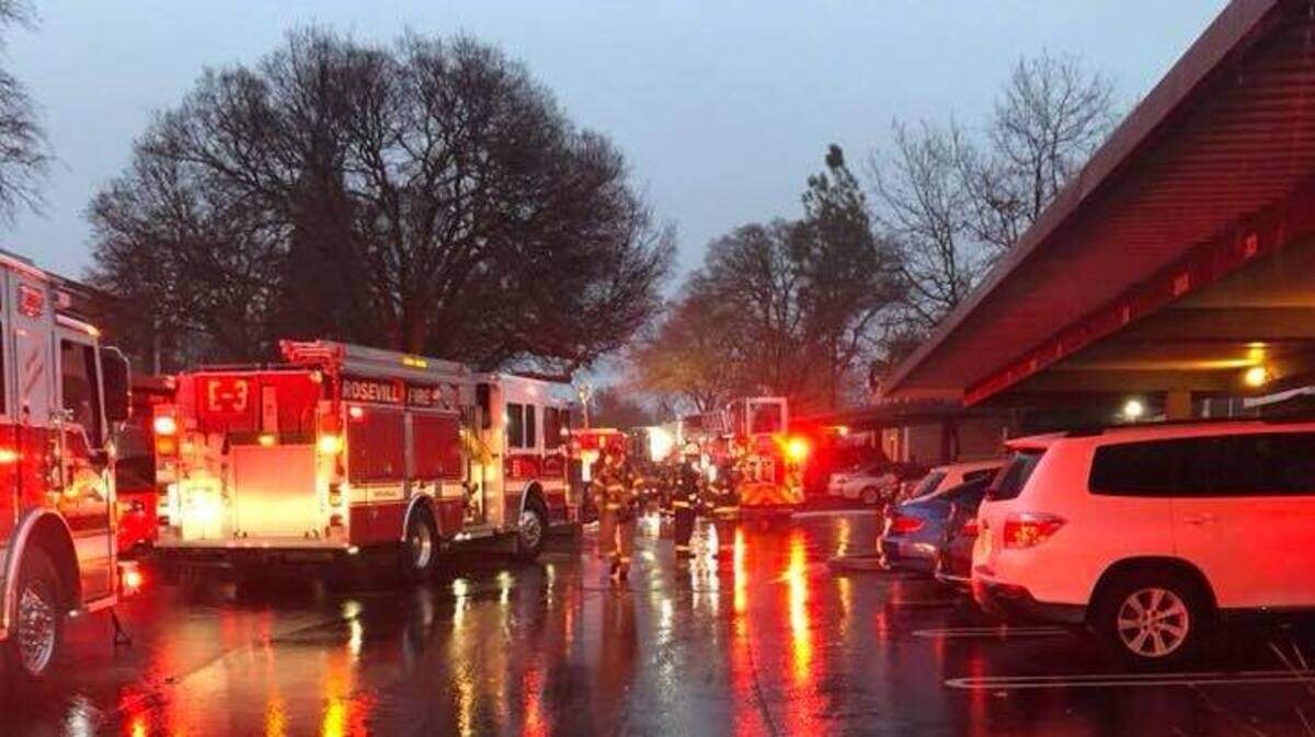 Firefighters knocked down a fully engulfed apartment fire at the Slate Creek Apartments in Roseville on Sunday morning.
